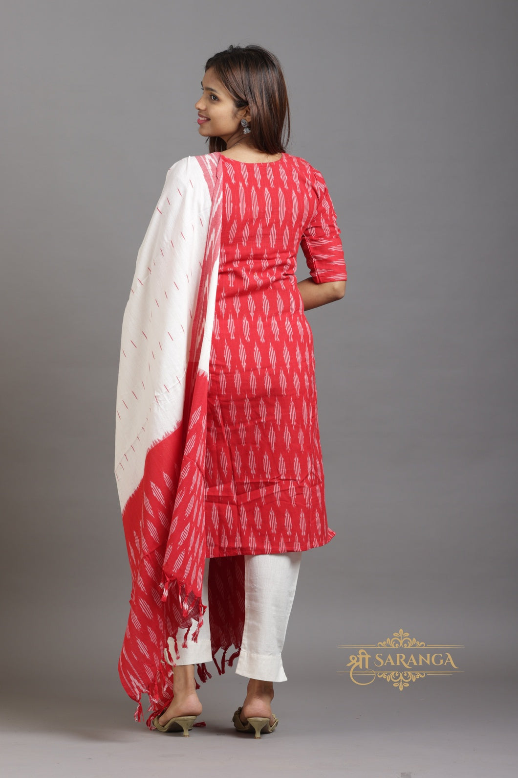 Handcrafted Heritage Ikkat Cotton - 3 Piece Suit Set -  Breathable and Comfortable cotton