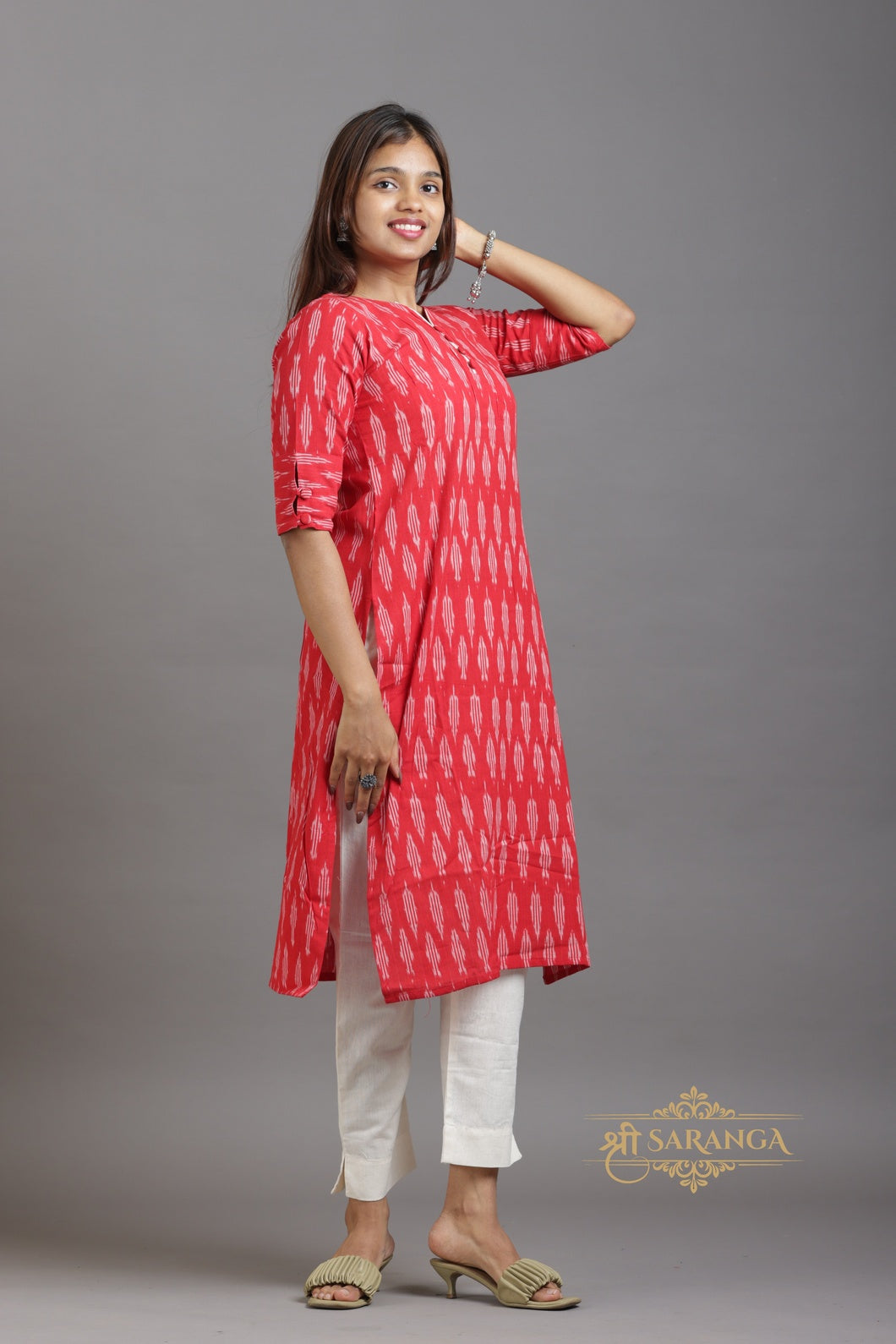Handcrafted Heritage Ikkat Cotton - 3 Piece Suit Set -  Breathable and Comfortable cotton