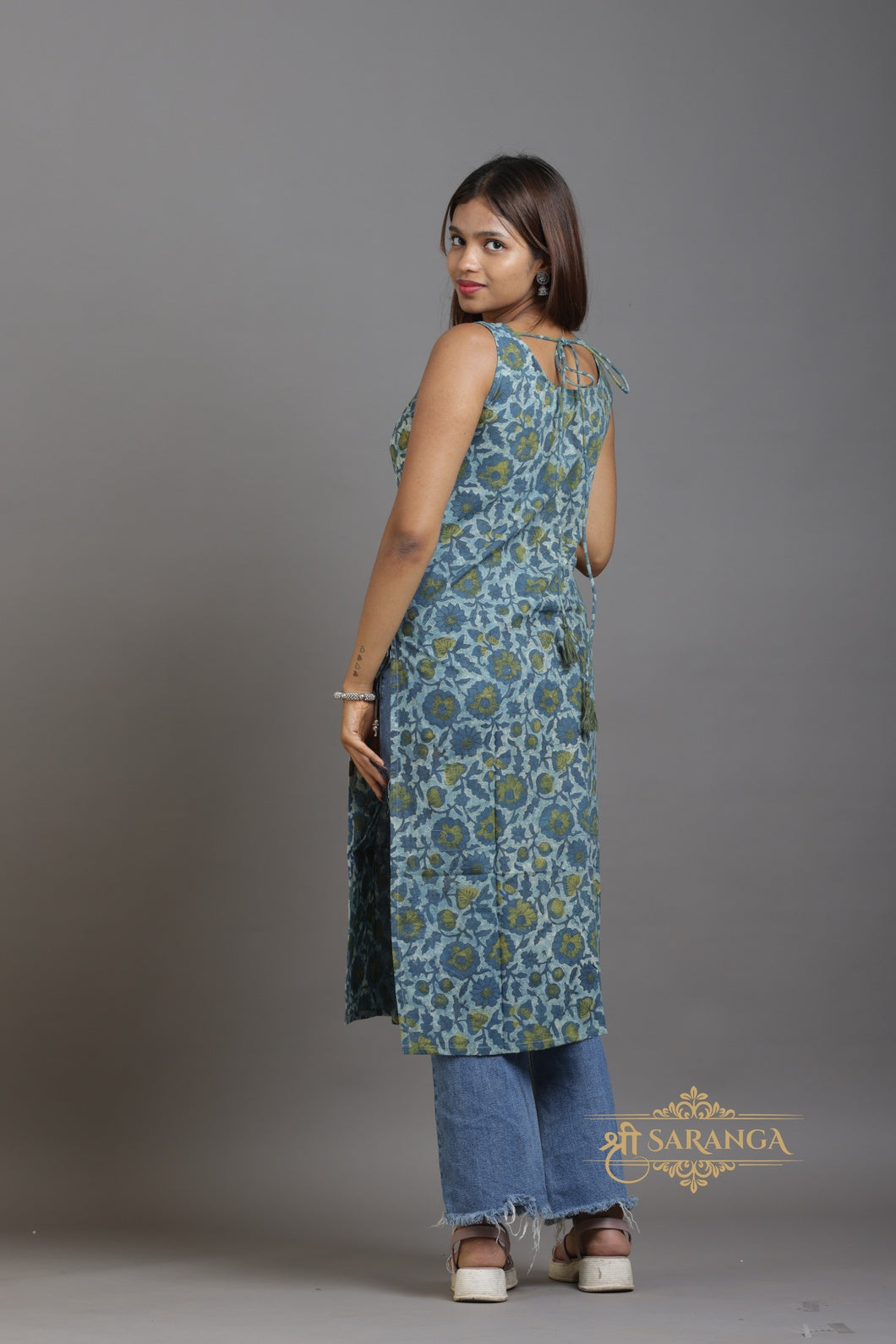 Premium Cotton Indo-western sleeveless Kurti (Top only)  – Breathable and Comfortable cotton