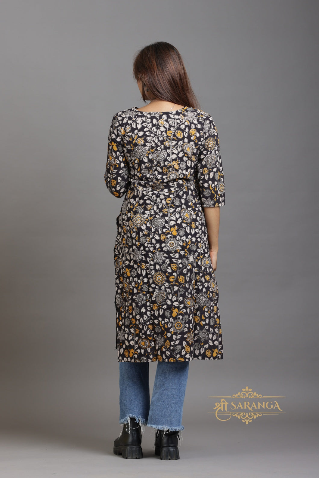 Authentic Kalamkari Floral Long Kurti (Top only)  – Breathable and Comfortable cotton