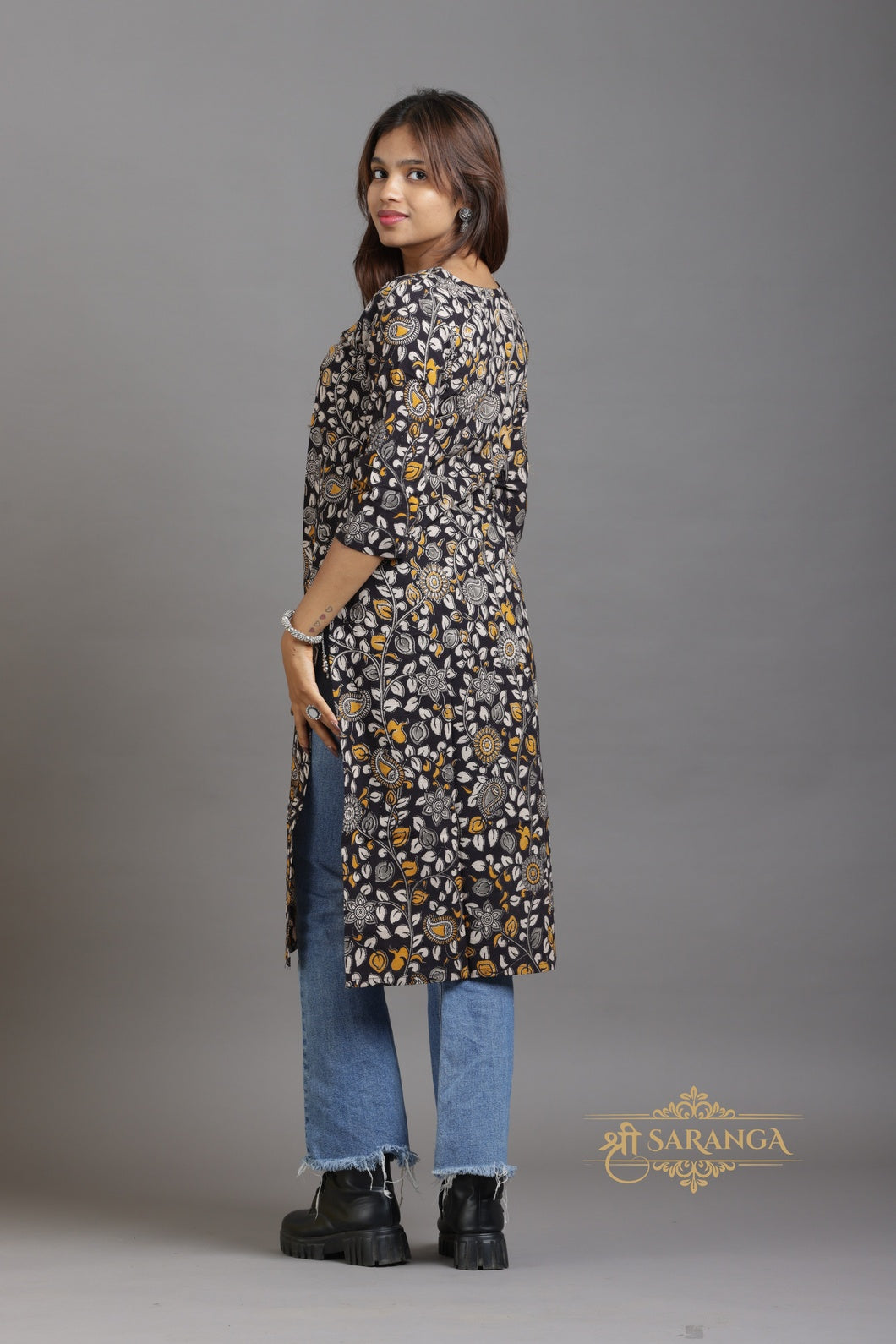 Authentic Kalamkari Floral Long Kurti (Top only)  – Breathable and Comfortable cotton