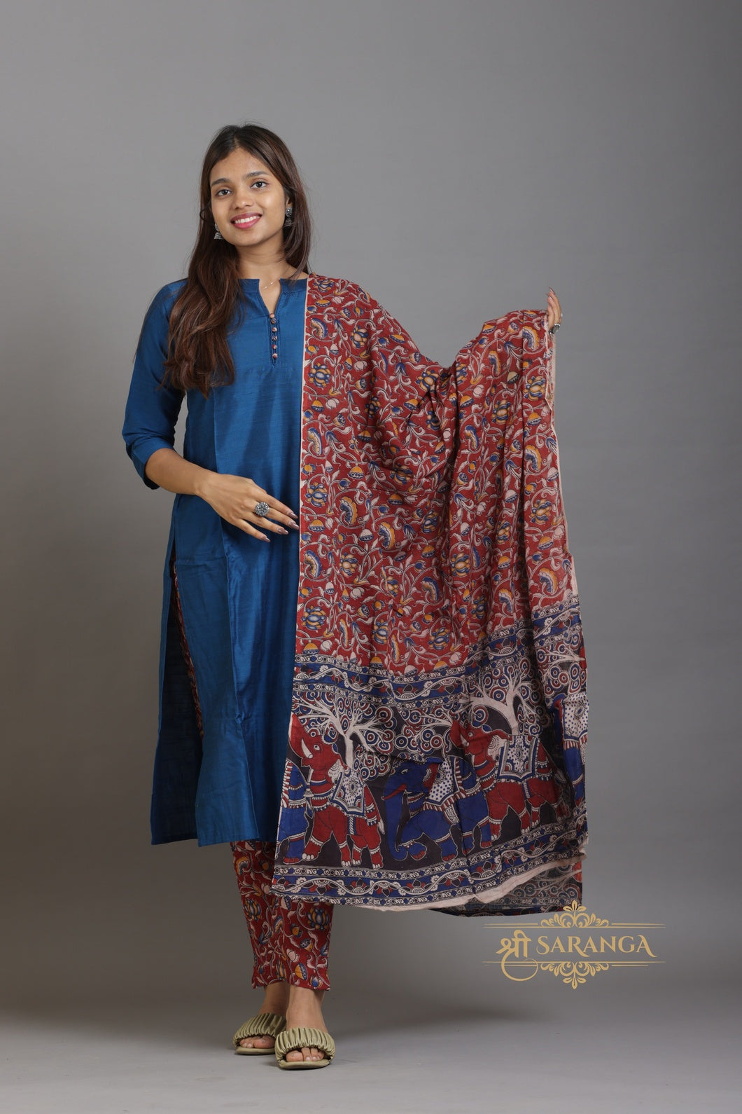 Heritage Kalamkari Cotton 3 Piece Suit Set