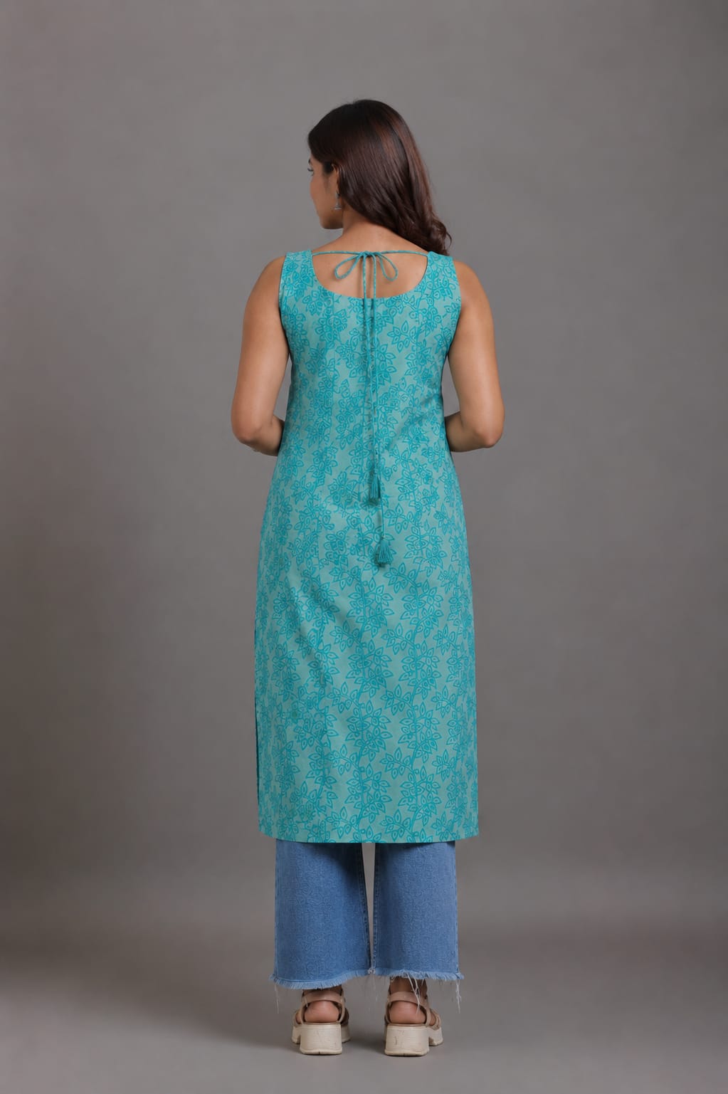 Premium Cotton Indo-western sleeveless Kurti (Top only)  – Breathable and Comfortable cotton