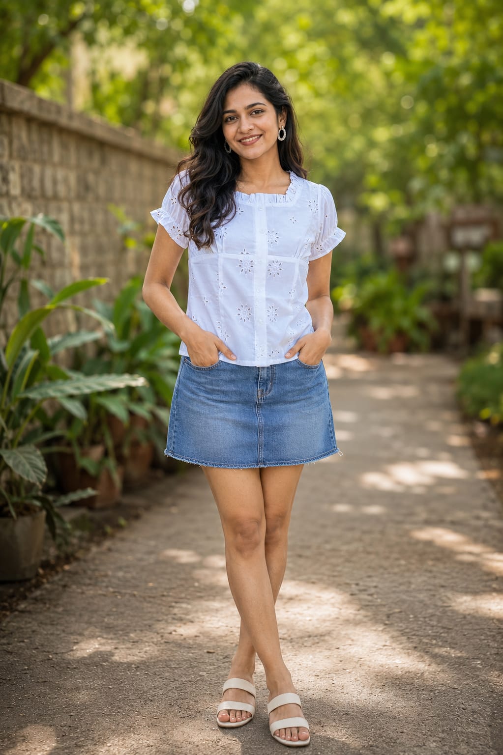 Hakoba Cotton Crop Top - White (with lining)