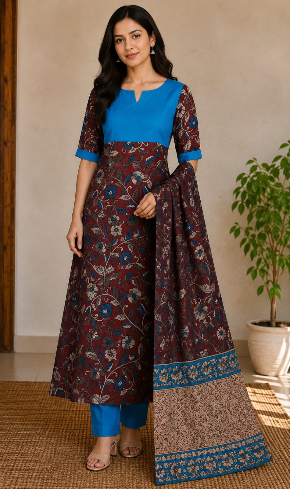 Authentic Kalamkari 3 piece kurta set – Breathable and Comfortable cotton