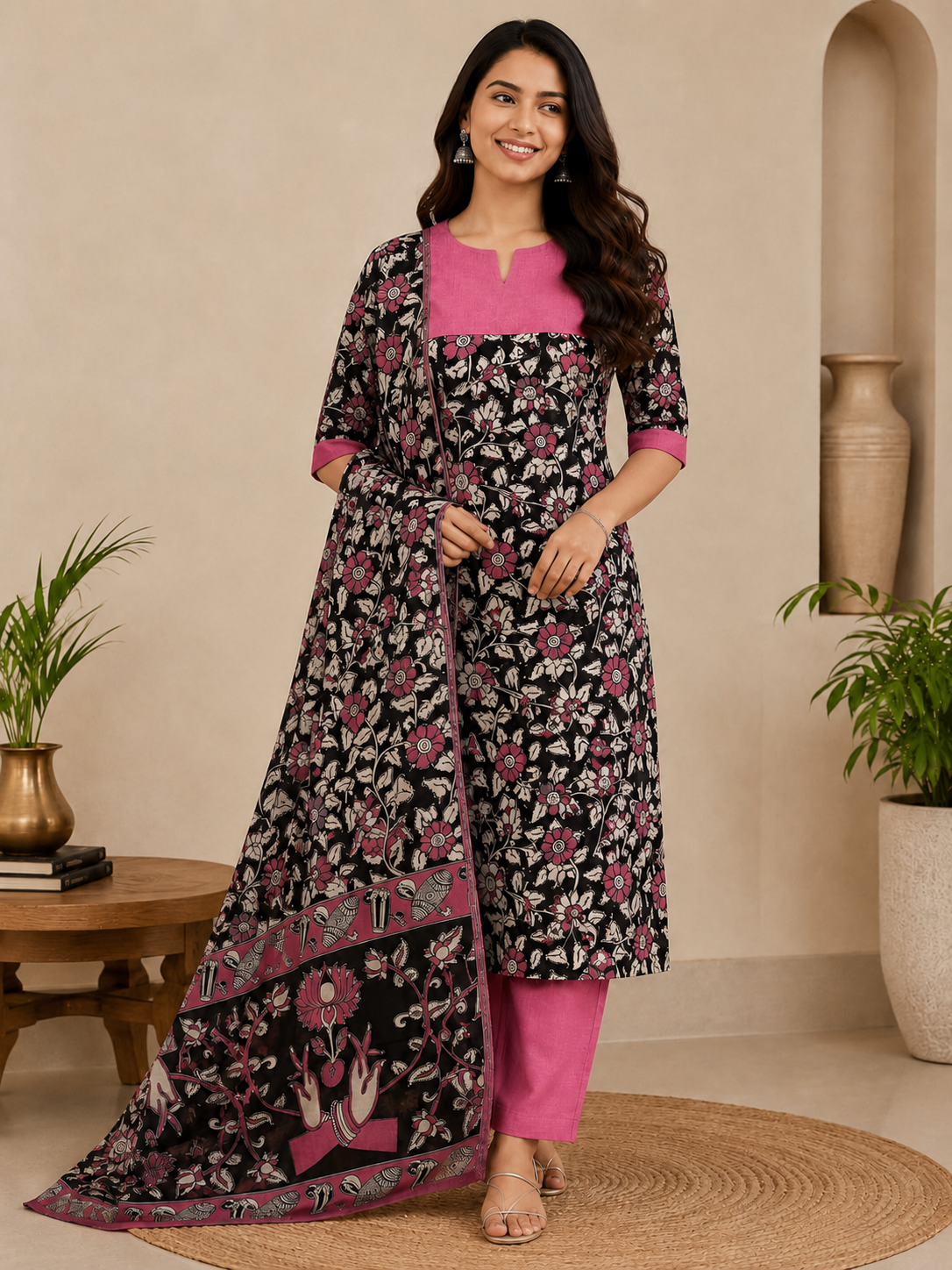 Authentic Kalamkari 3 piece kurta set – Breathable and Comfortable cotton