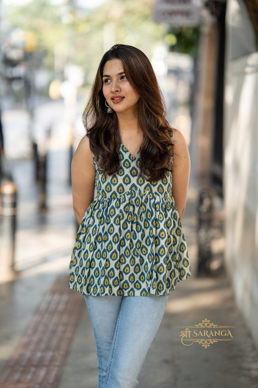Premium Bagru Cotton (Hand block printed with natural dyes) Peplum Sleeveless Top-Breathable, Comfortable, Supersoft Cotton