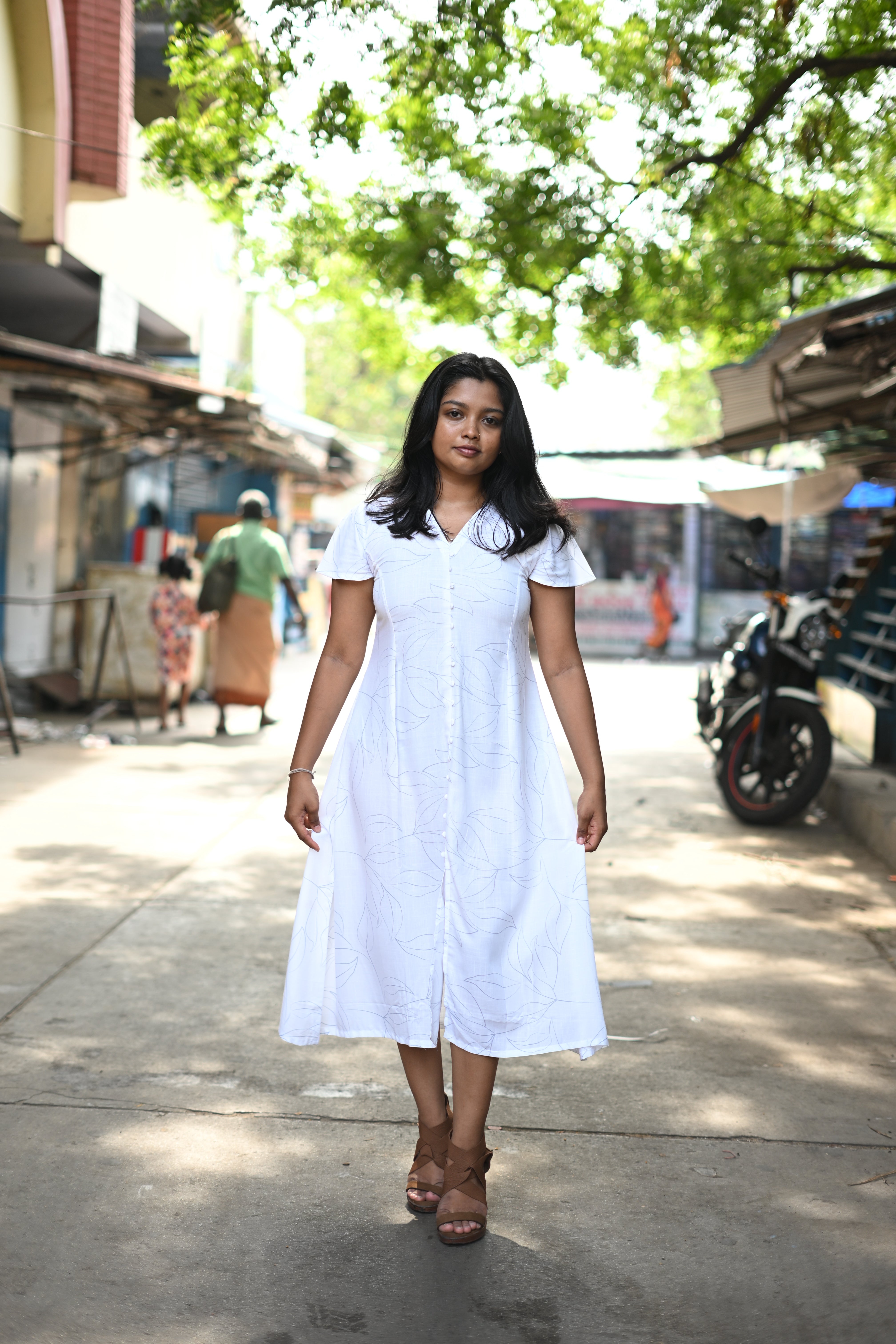 Ivory Breeze Premium Rayon Flared Dress (Semi-Transparent)