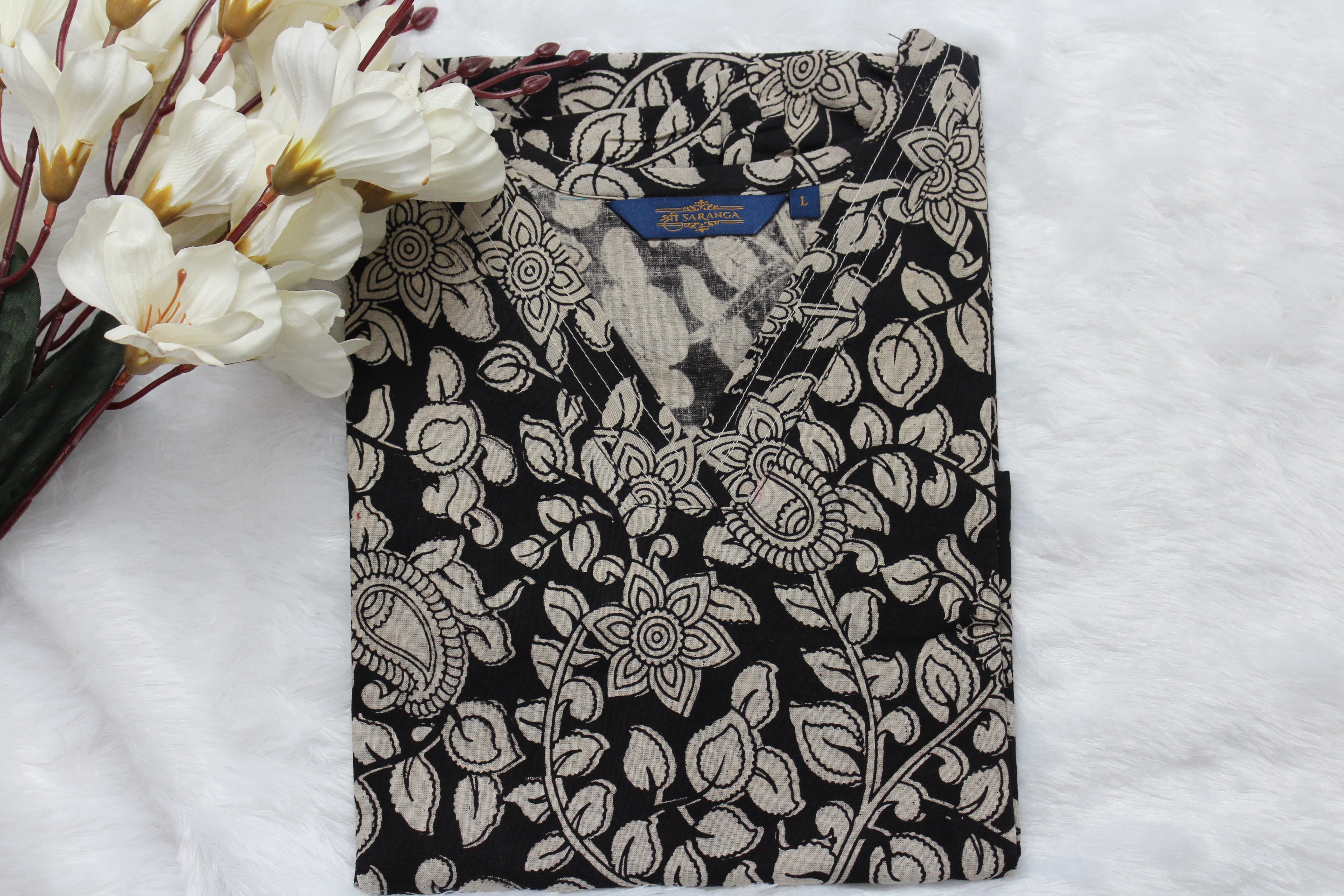Authentic Kalamkari Floral Long Kurti (Top only)  – Breathable and Comfortable cotton