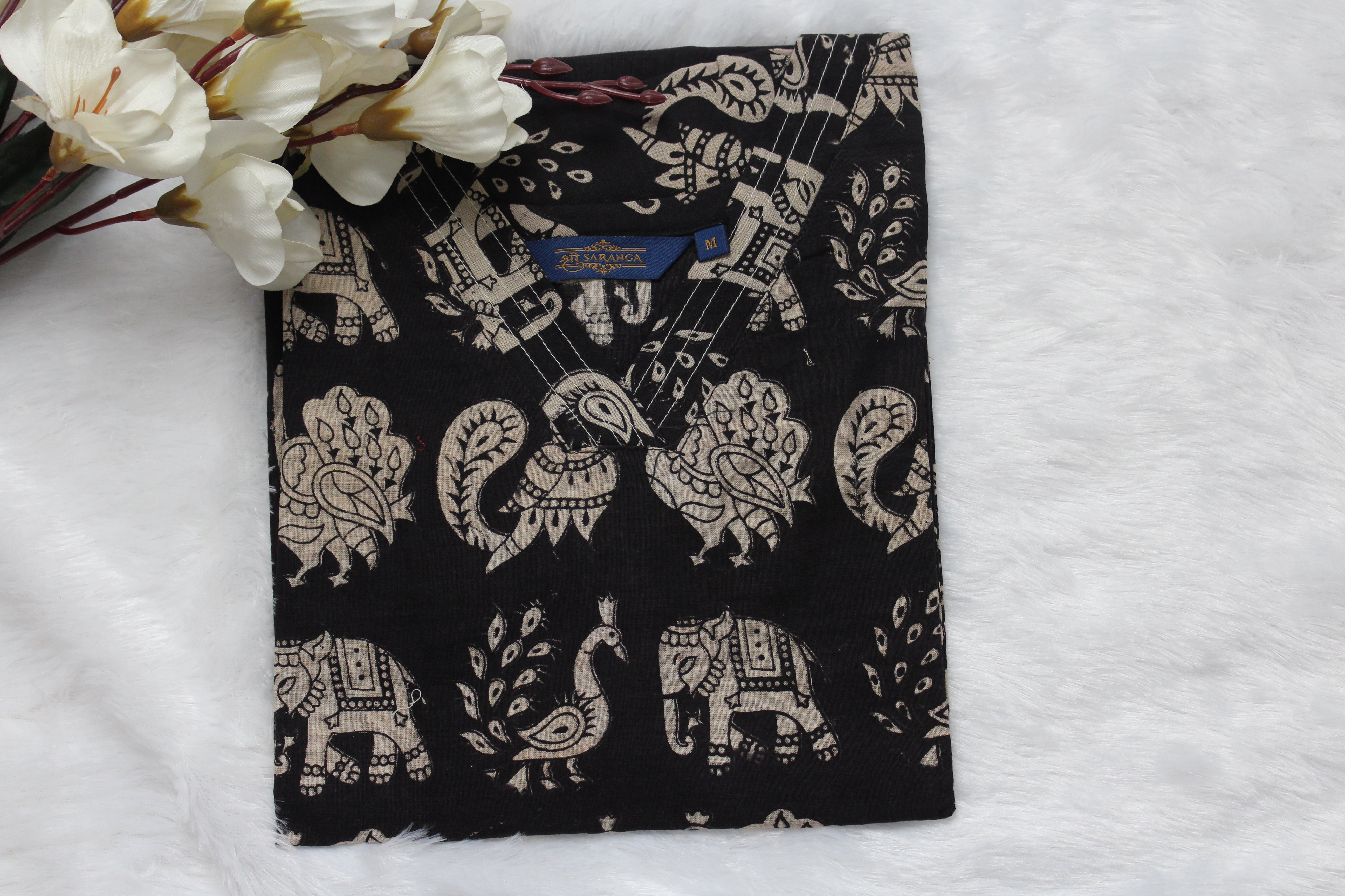 Authentic Kalamkari Floral Long Kurti (Top only)  – Breathable and Comfortable cotton
