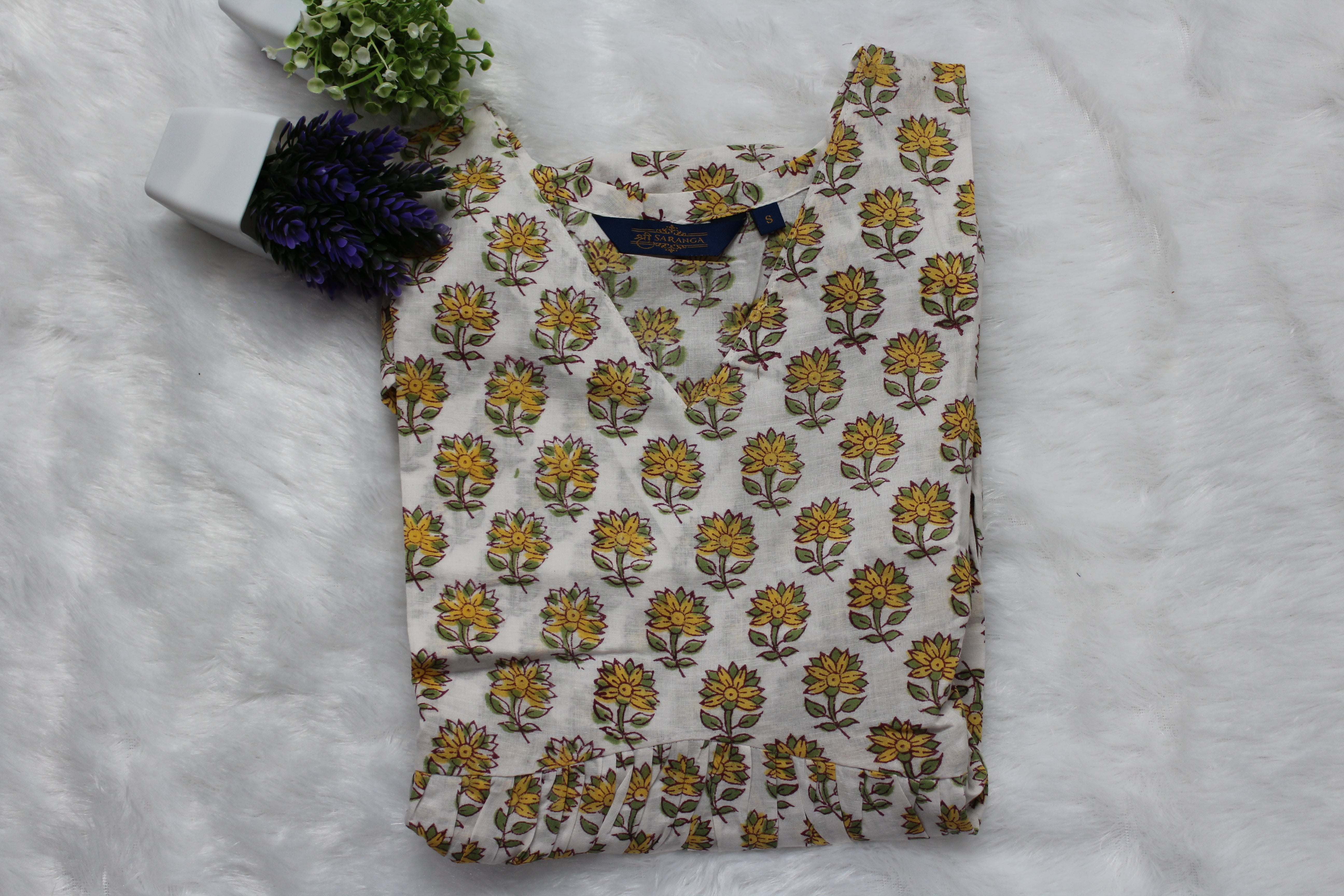 Premium Bagru Cotton (Hand block printed with natural dyes) Peplum Sleeveless Top-Breathable, Comfortable, Supersoft Cotton