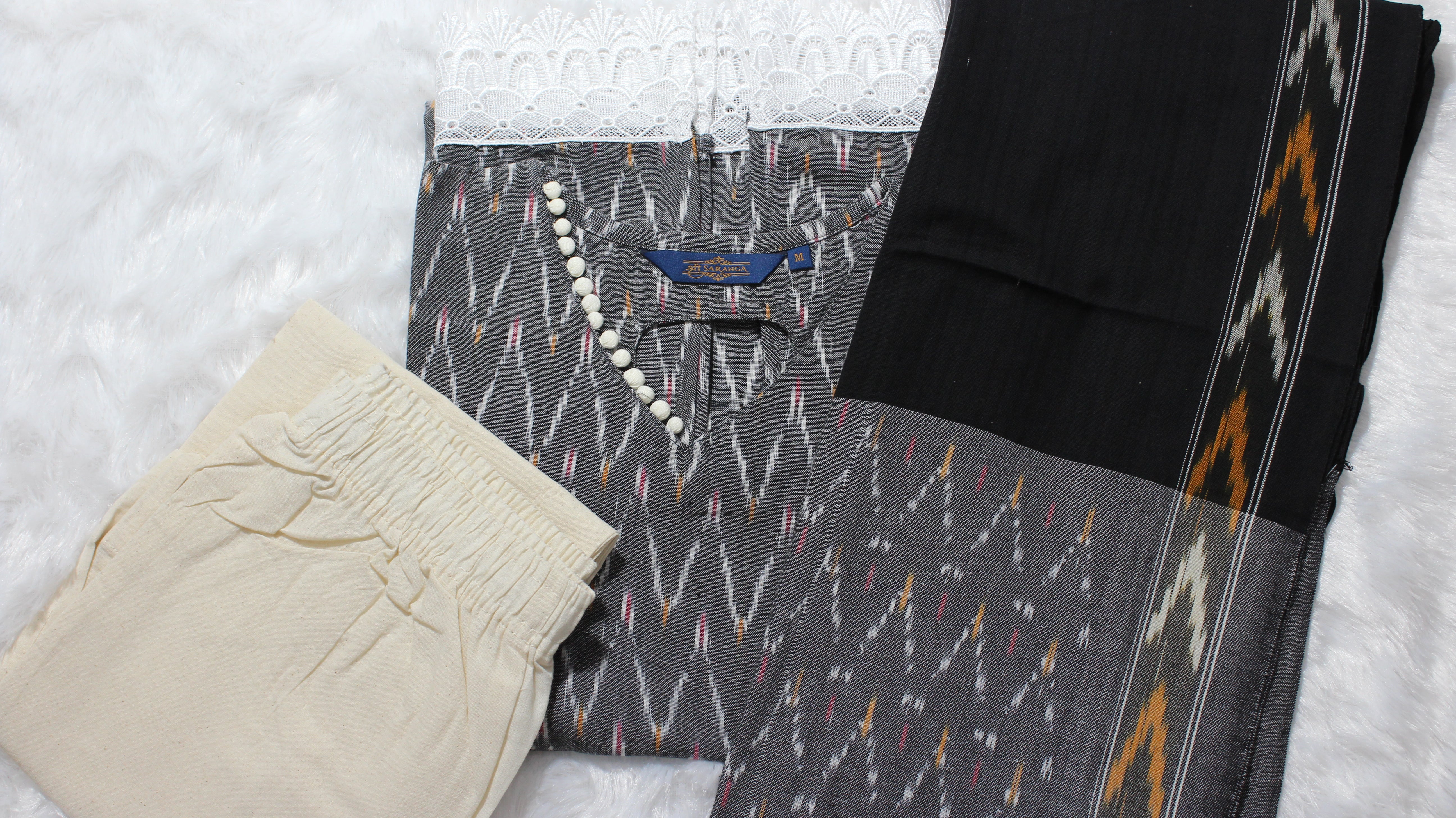 Authentic Ikkat Suit Set with Attachable sleeve