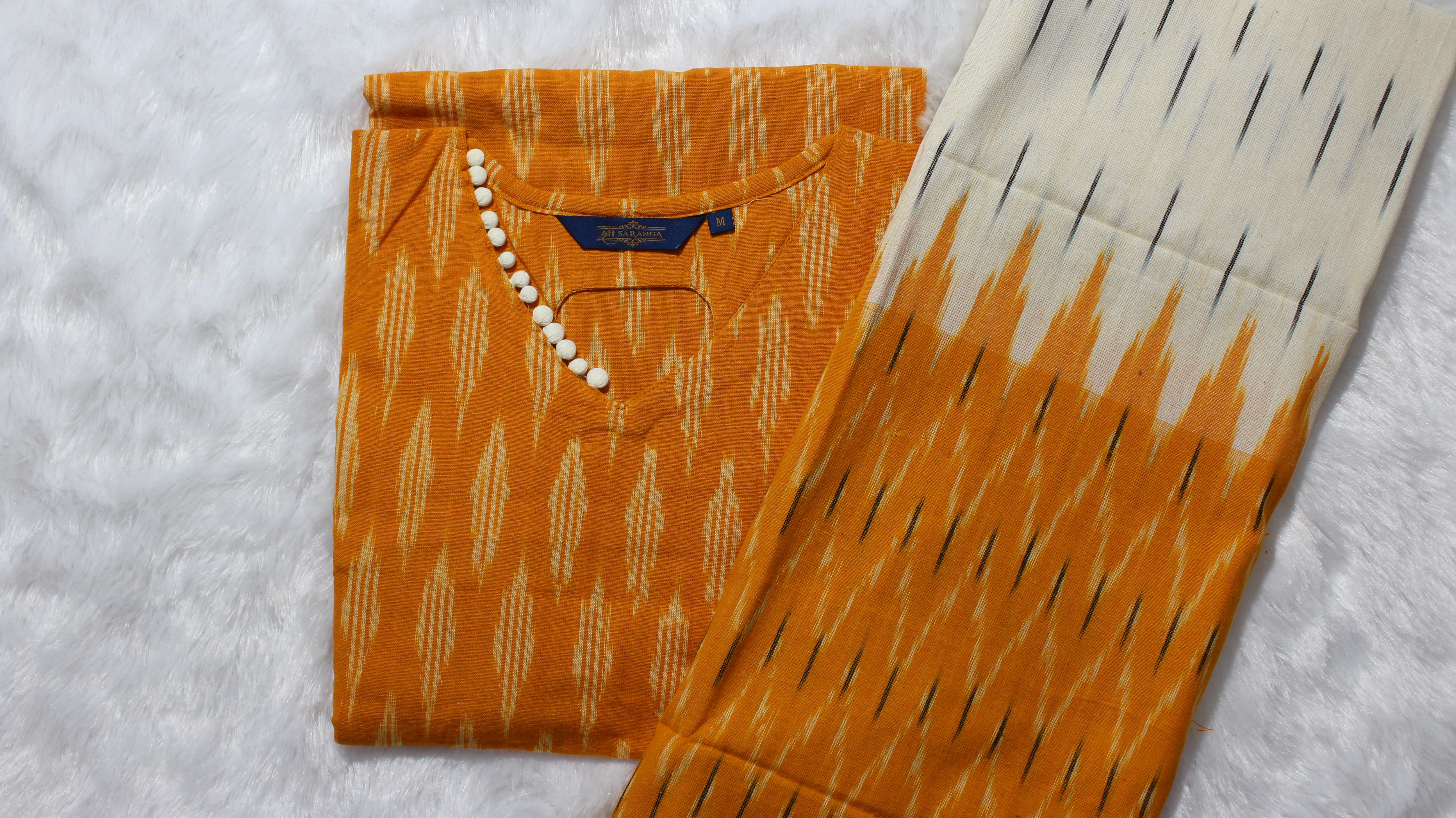 Authentic Ikkat Top (with Attachable sleeve) and Dupatta
