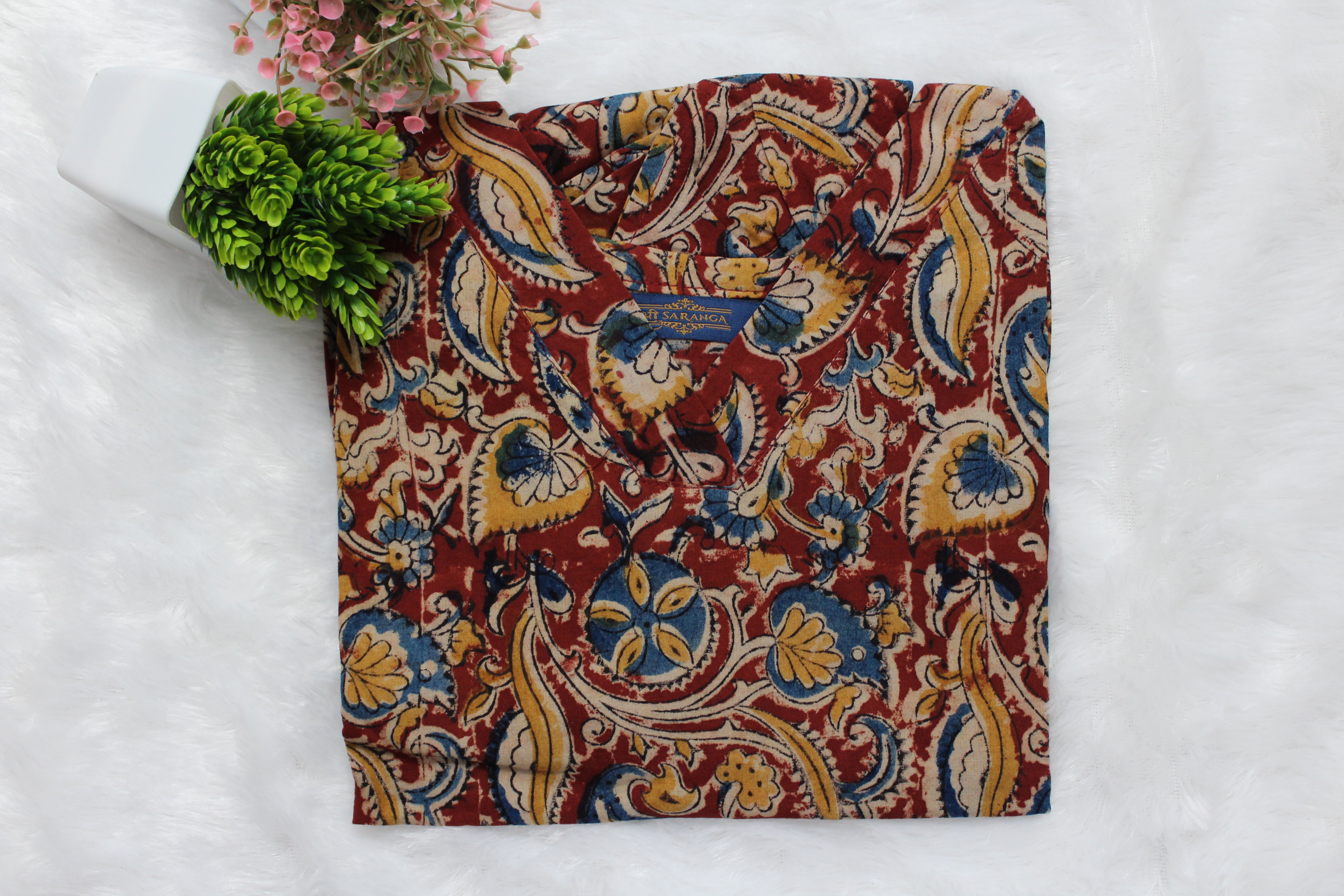 Authentic Kalamkari Short Top   – Breathable and Comfortable cotton
