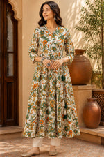 Authentic Kalamkari Graceful Gathered A – Line Kurti  (Top only)   – Breathable and Comfortable silk