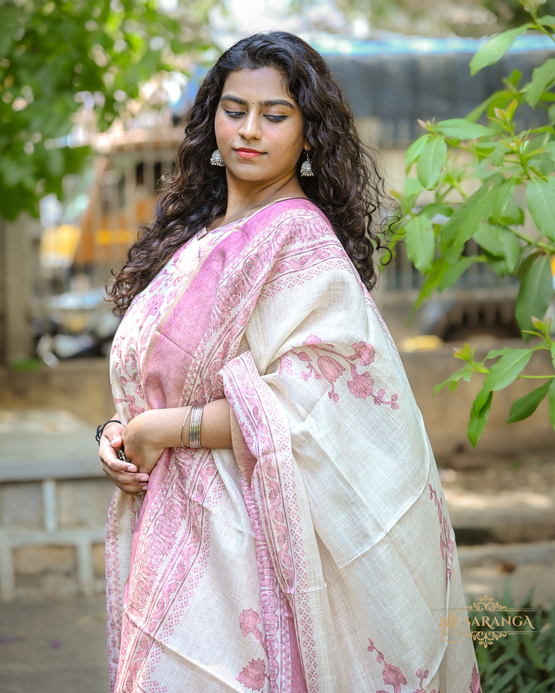 Blush Pink Tissue Linen kurti set with Dupatta