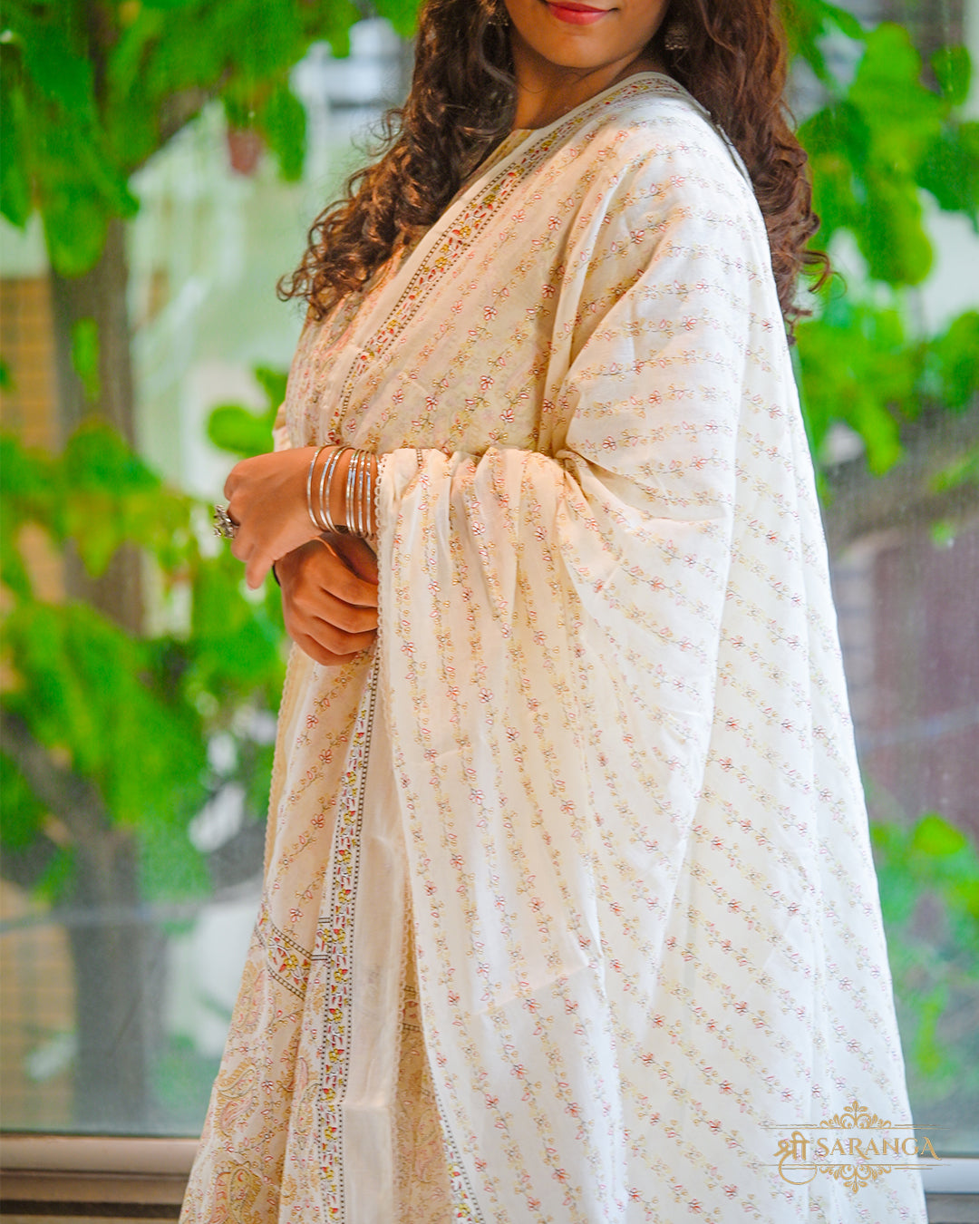 Blush Paisley Jaipur Cotton 3 Piece Suit Set - Breathable and Comfortable cotton