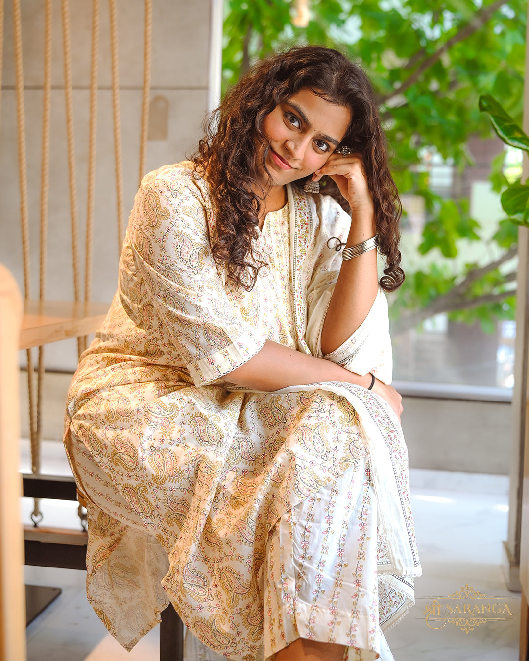 Blush Paisley Jaipur Cotton 3 Piece Suit Set - Breathable and Comfortable cotton
