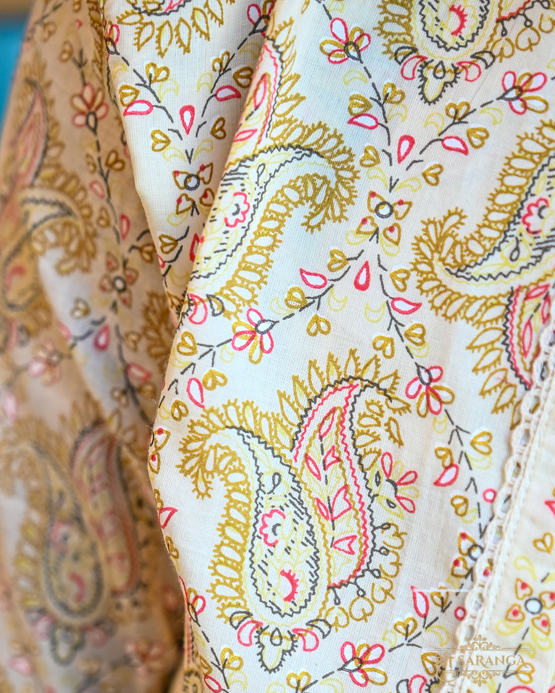 Blush Paisley Jaipur Cotton 3 Piece Suit Set - Breathable and Comfortable cotton