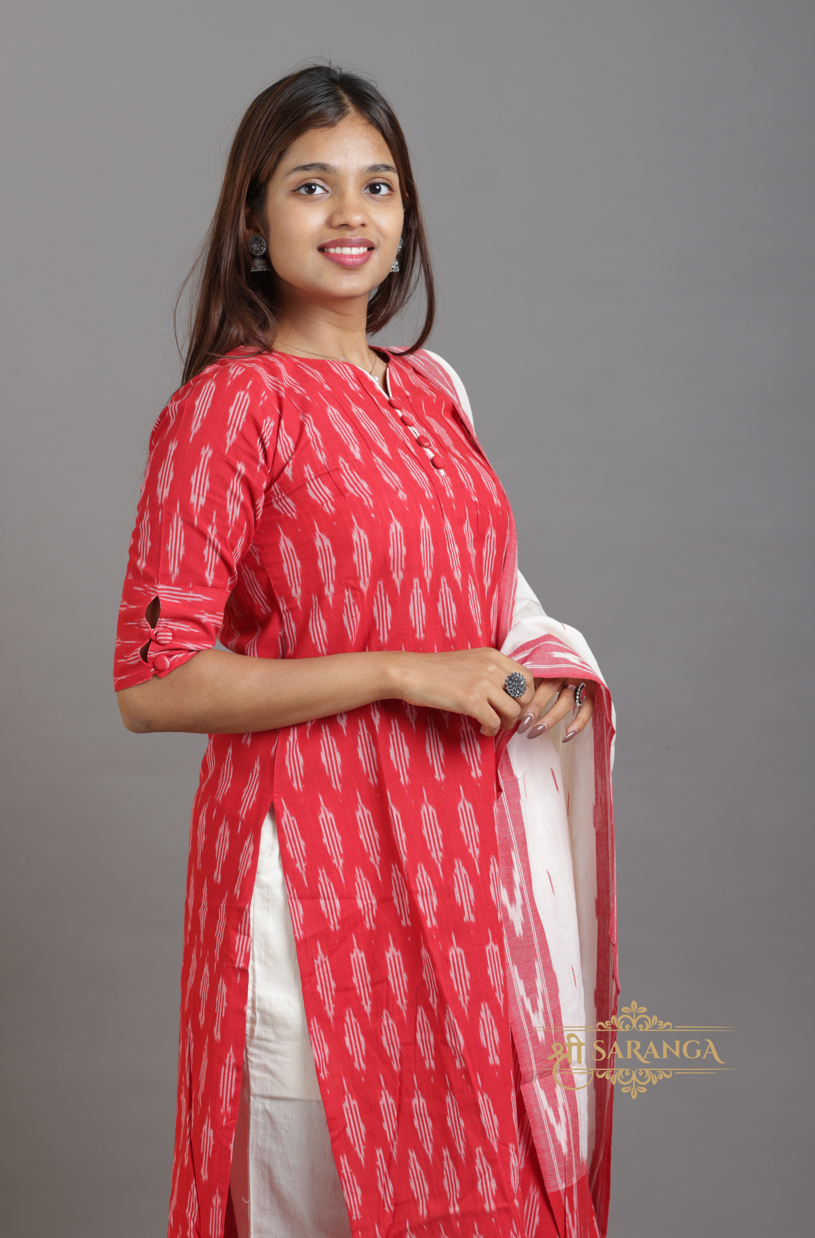 Handcrafted Heritage Ikkat Cotton - 3 Piece Suit Set -  Breathable and Comfortable cotton