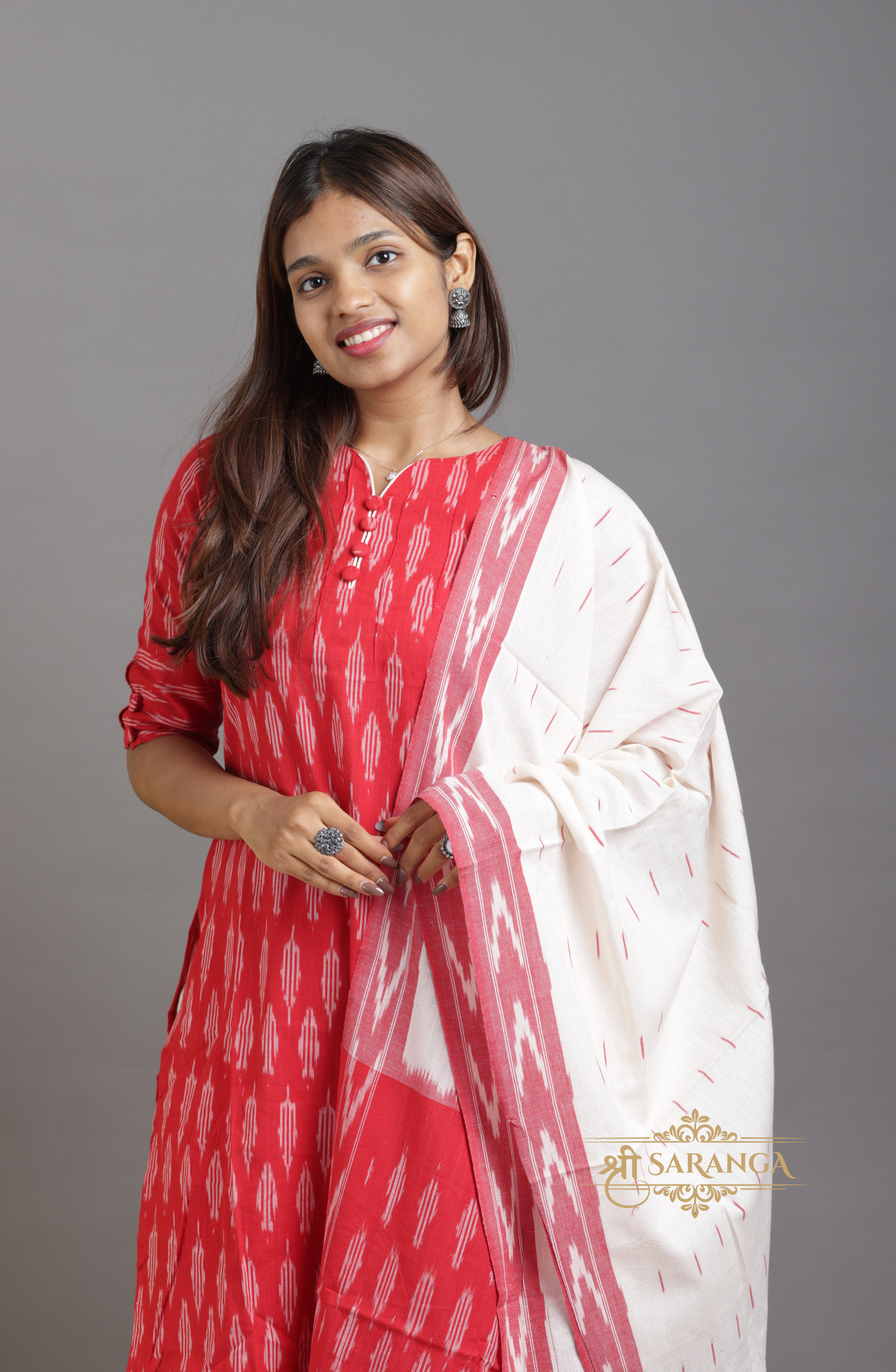 Handcrafted Heritage Ikkat Cotton - 3 Piece Suit Set -  Breathable and Comfortable cotton