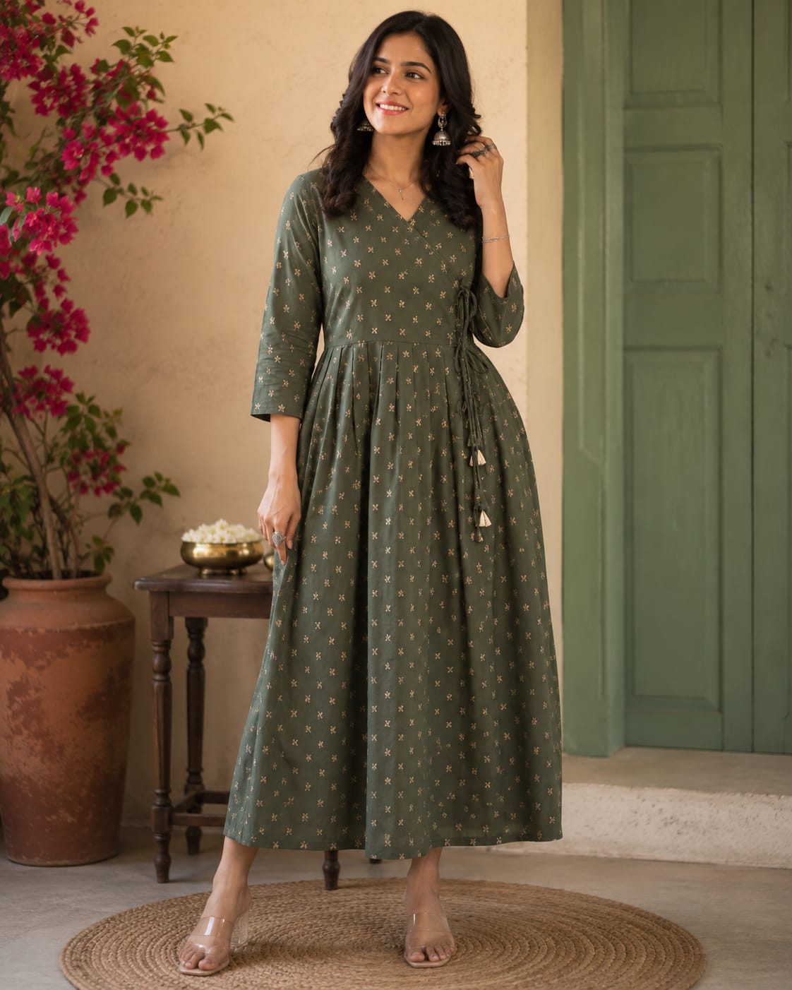 Graceful Gathered A – Line Kurti  (Top only)  Comfortable & Premium Printed Rayon