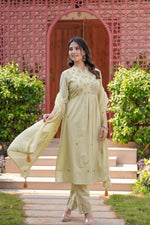 Pastel Lime Embroidered Suit Set with Dupatta