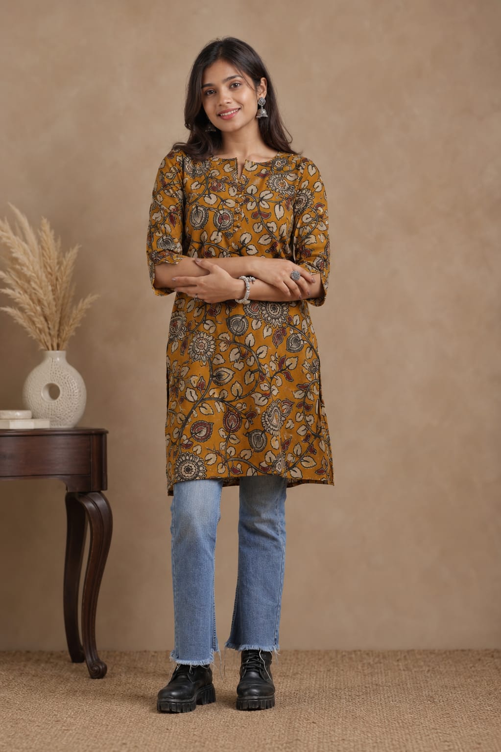 Authentic Kalamkari Short Kurti   – Breathable and Comfortable cotton