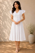 Ivory Breeze Premium Rayon Flared Dress (Semi-Transparent)