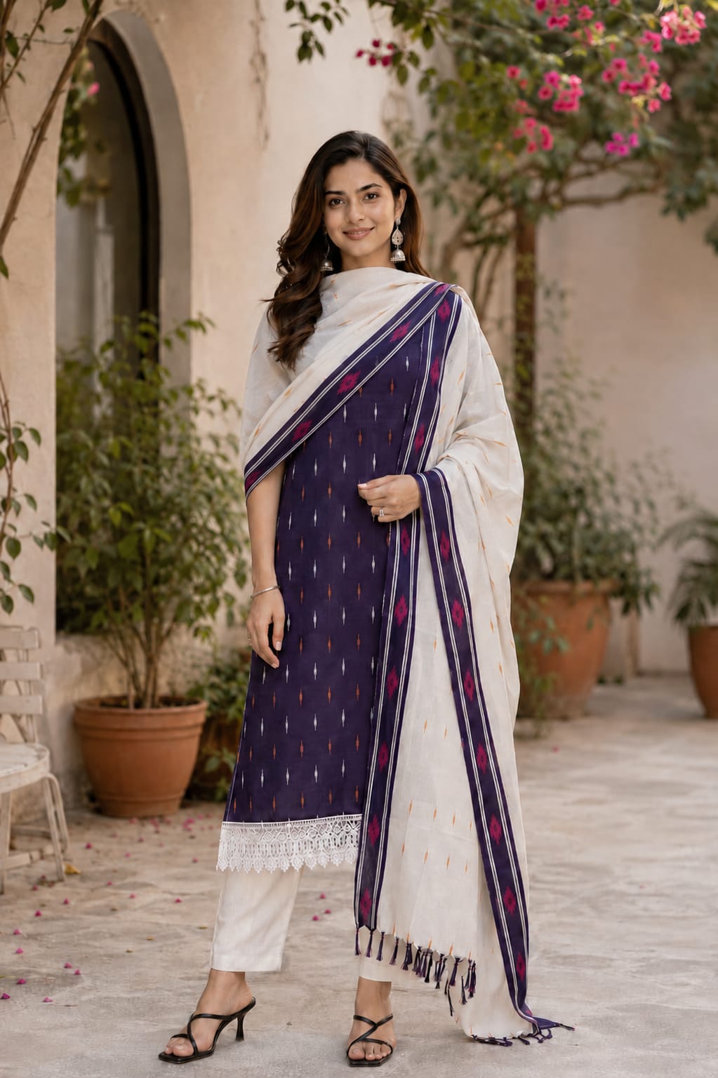 Authentic Ikkat Suit Set with Attachable sleeve