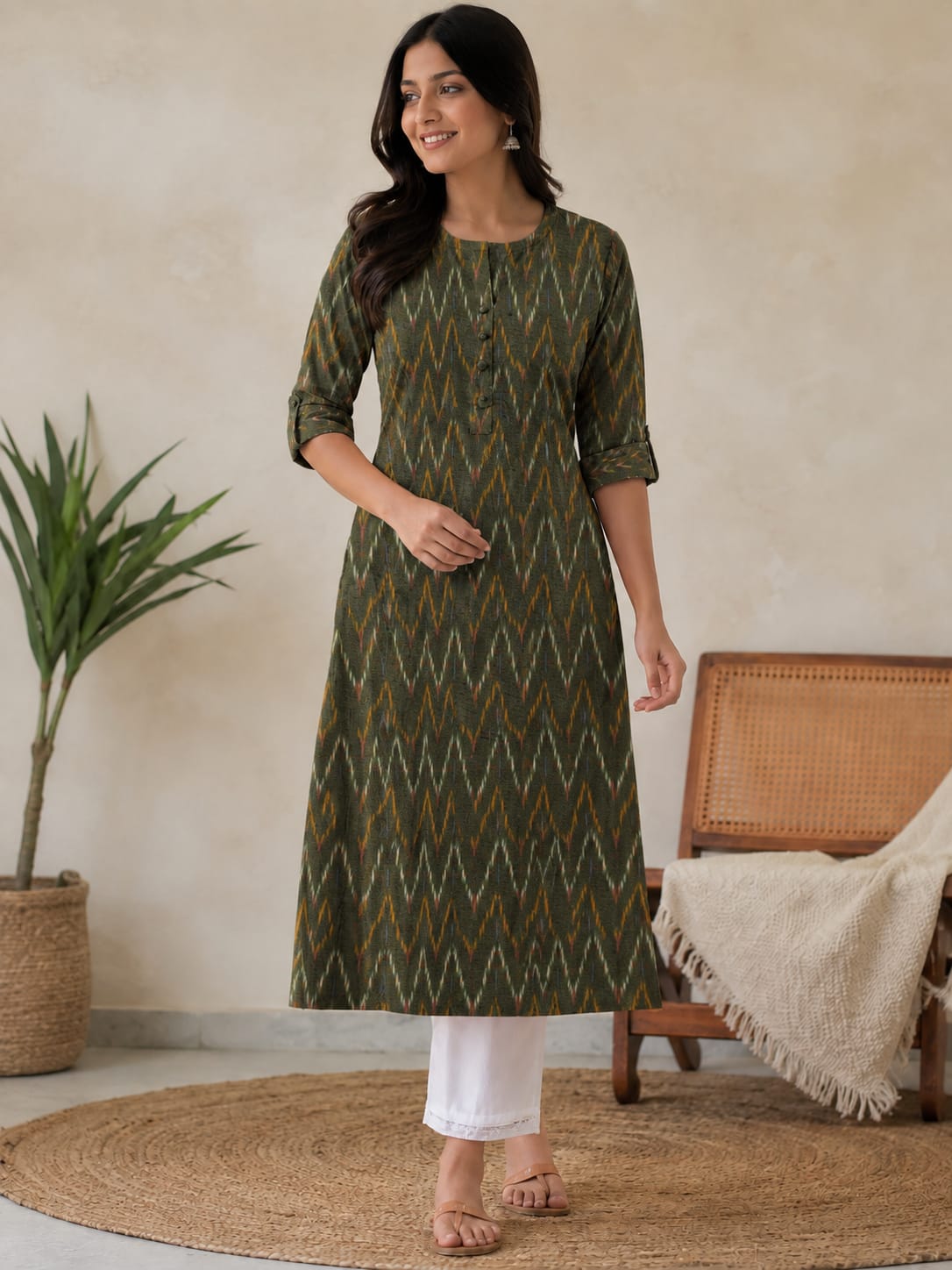 Ikkat Cotton Everyday Kurti