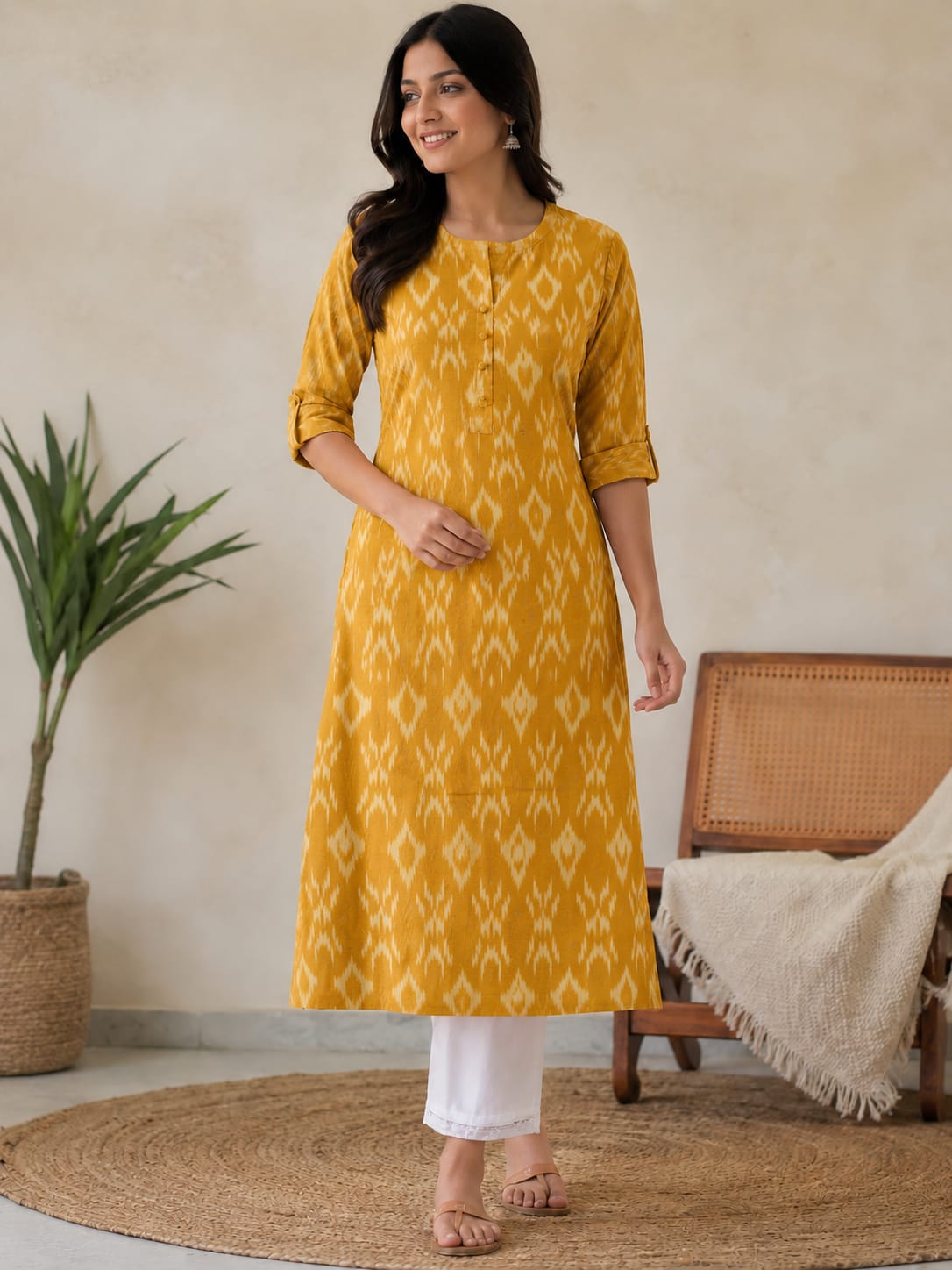 Ikkat Cotton Everyday Kurti