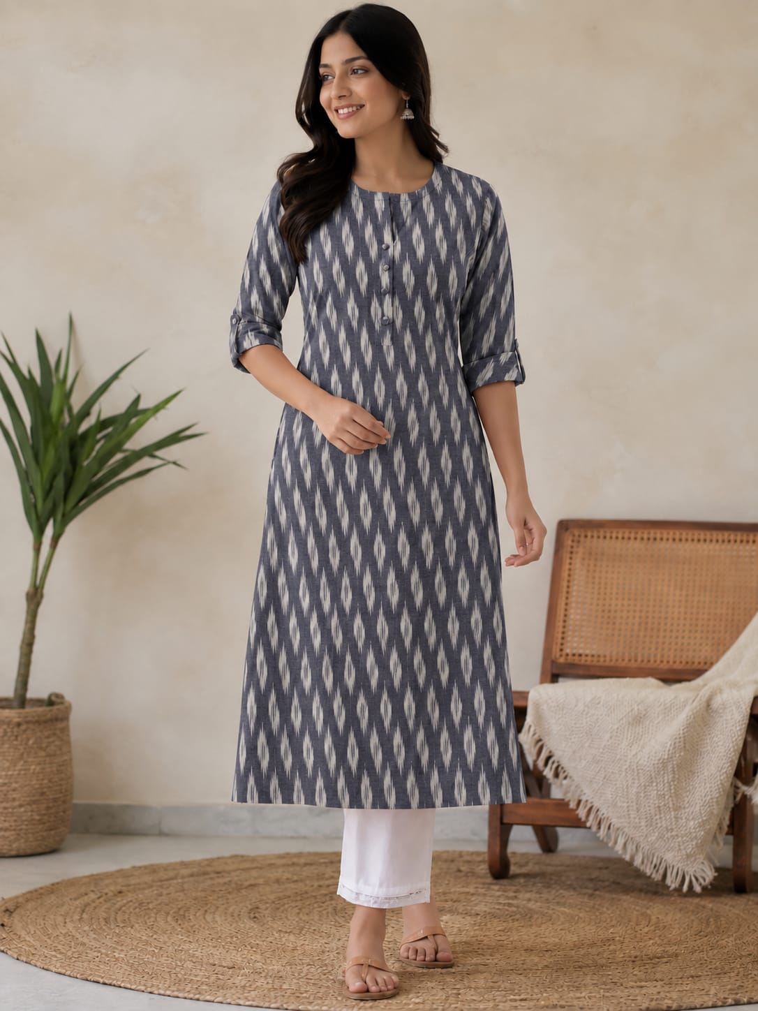 Ikkat Cotton Everyday Kurti