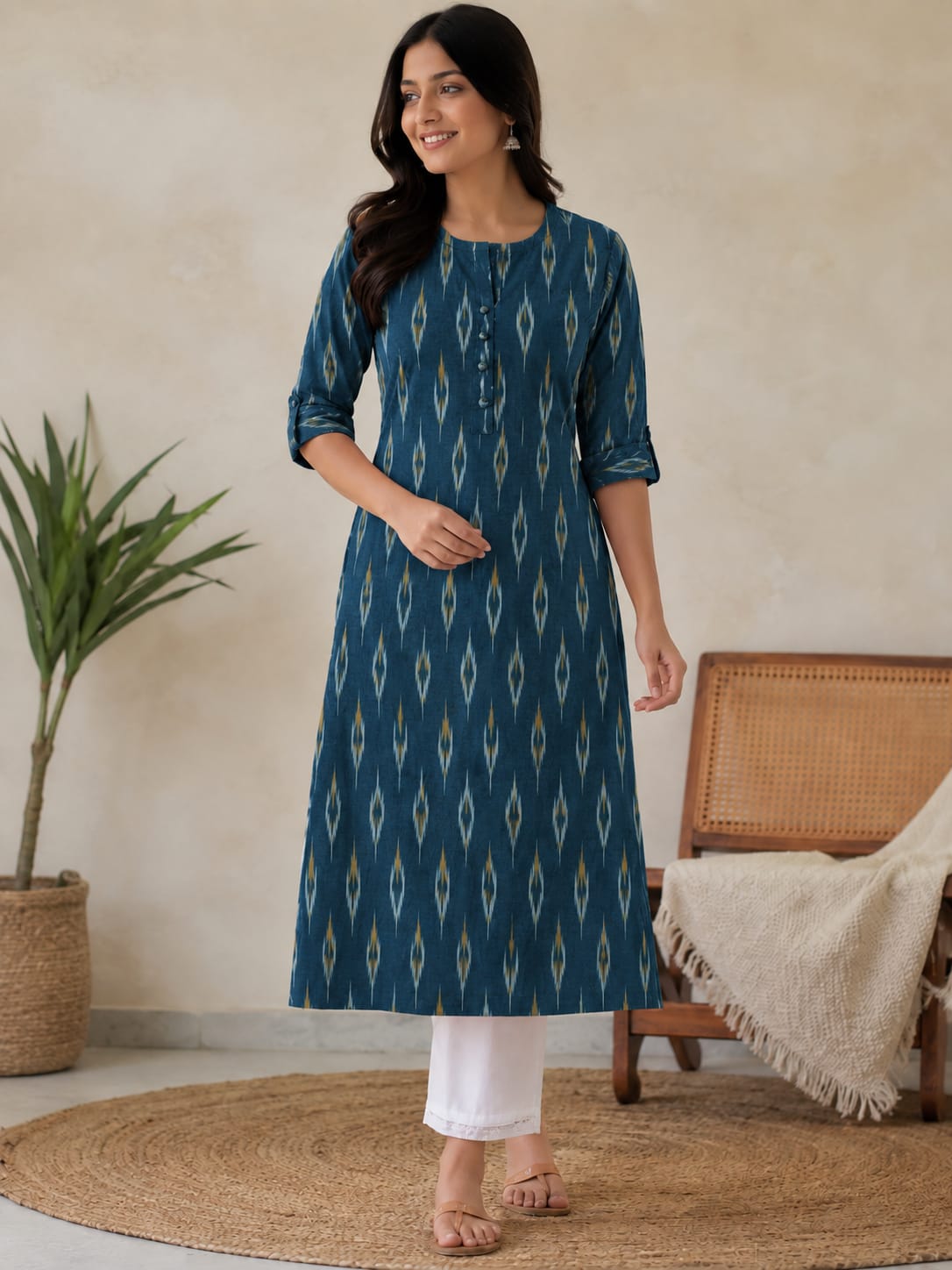 Ikkat Cotton Everyday Kurti