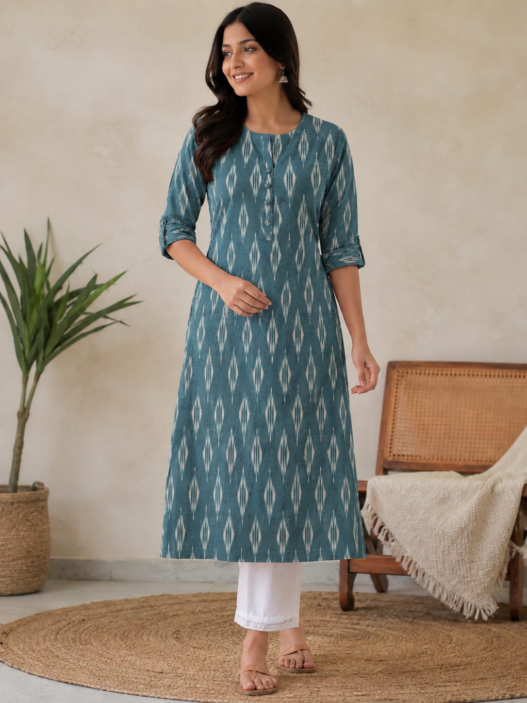 Ikkat Cotton Everyday Kurti