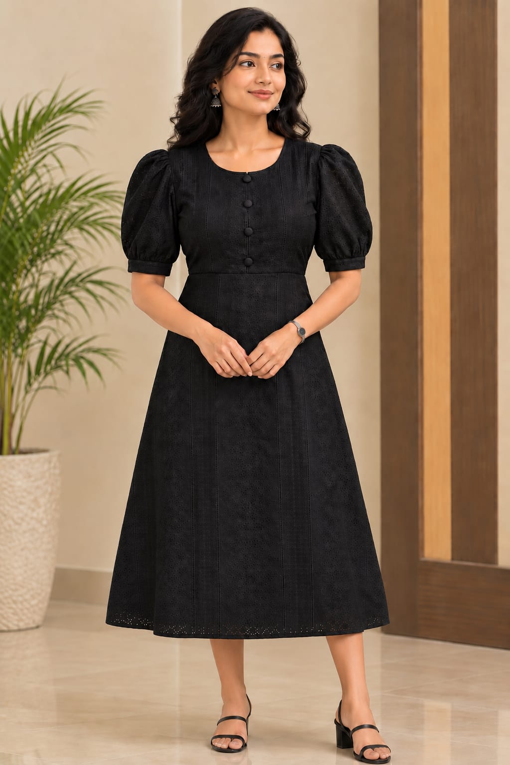 Hakoba Eyelet Midi Dress