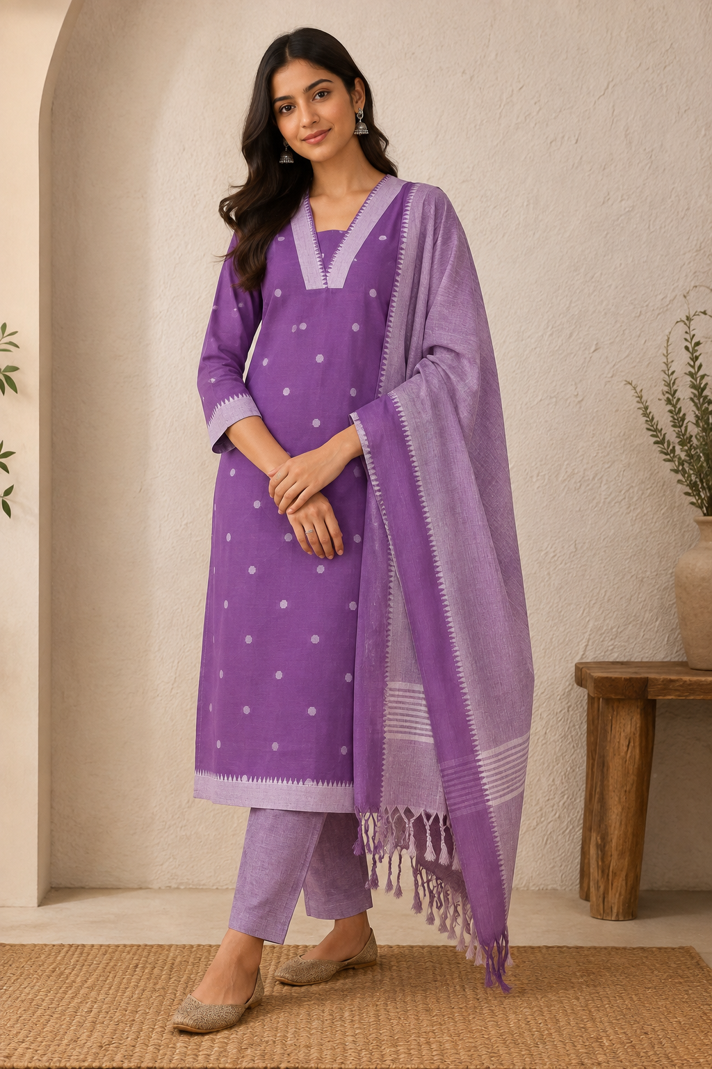 Elegant Pure Cotton Kurti Set - Top Length 39 inches